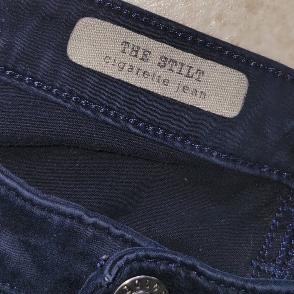 AG Adriano Goldschmied The Stilt Cigarette Jean Navy Blue Colored Size 4/27 Reg - Picture 11 of 14